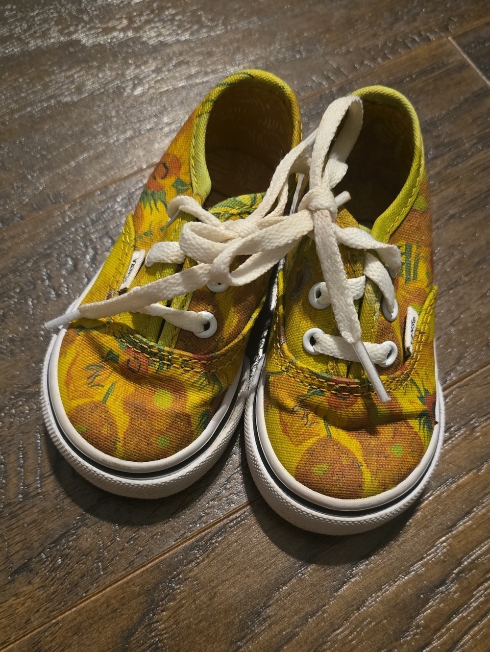 Vans Yellow Floral Van Gogh Canvas Kids Sneakers